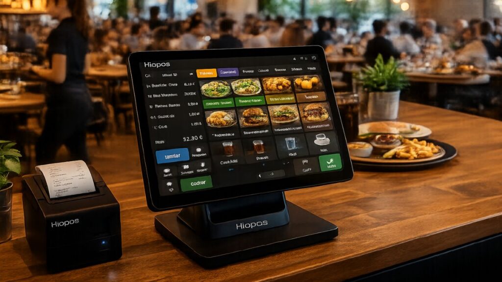 Software TPV para hostelería con soporte técnico profesional en restaurante, mostrando terminal de punto de venta en entorno real de restauración