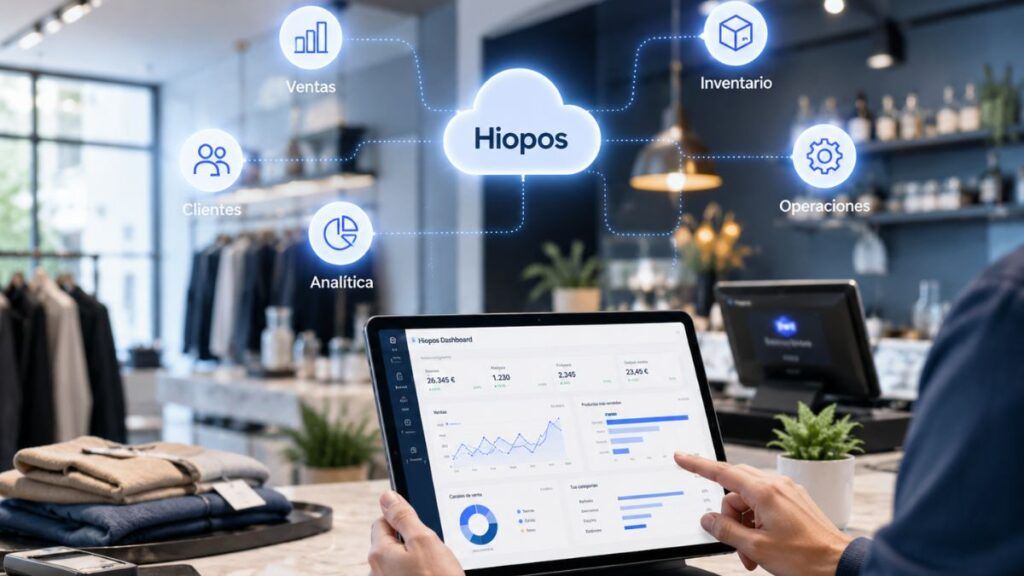 Gestión digital de un negocio con Hiopos a través de un panel de analítica, ventas e inventario