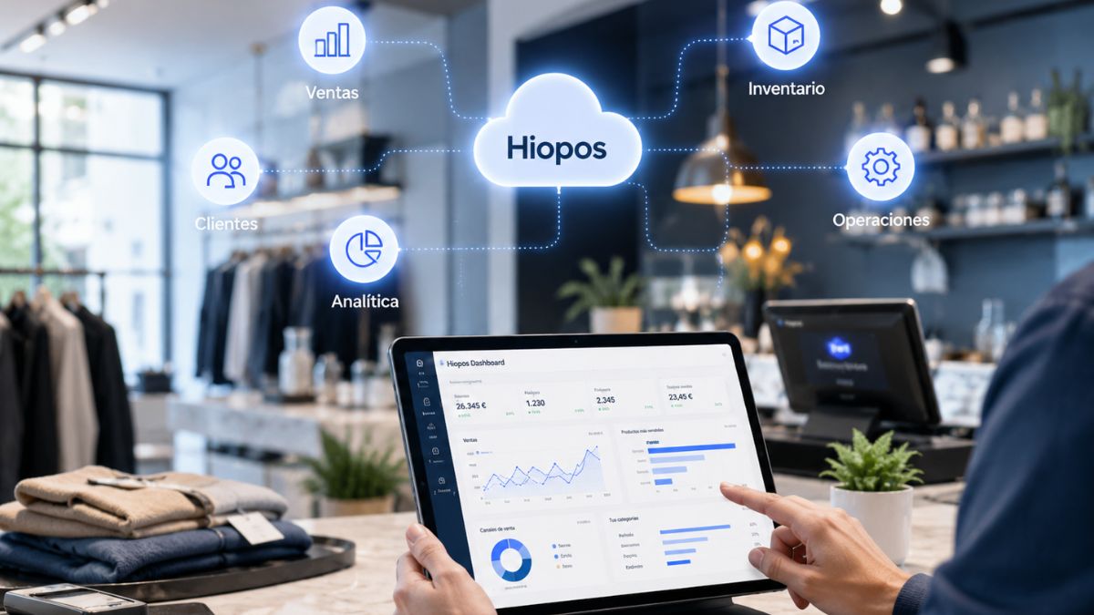 Gestión digital de un negocio con Hiopos a través de un panel de analítica, ventas e inventario