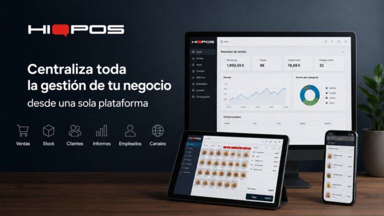 Hiopos para la gestión de tu negocio desde una plataforma centralizada con TPV, ventas, stock, clientes e informes.