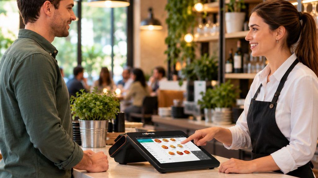 HIOPOS GO+ utilizado en un negocio de hostelería para la gestión diaria